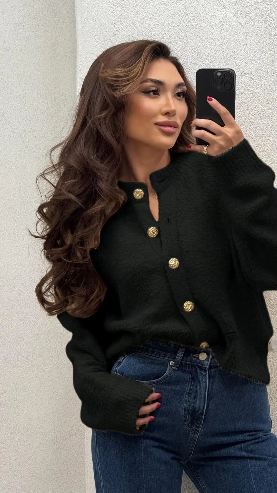 Frauen Kleidung Langarm Pullover Taste Strickjacke Einfarbig Büro Pendeln Alle-spiel Lose Gestrickte Pullover Herbst Damen Kleidung