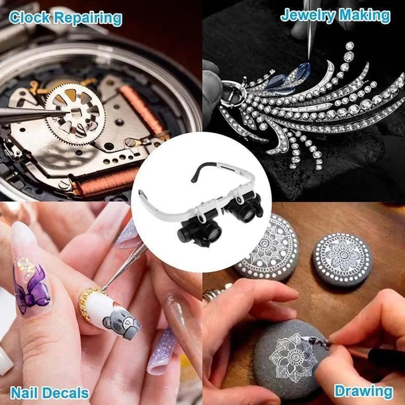 2XLED Uhr Juwelier Reparatur Lupe Kopf-Montiert Stirnband Einstellbare Vergrößerungs Kopf Brillen Lupe Objektiv 8X 15X 23X