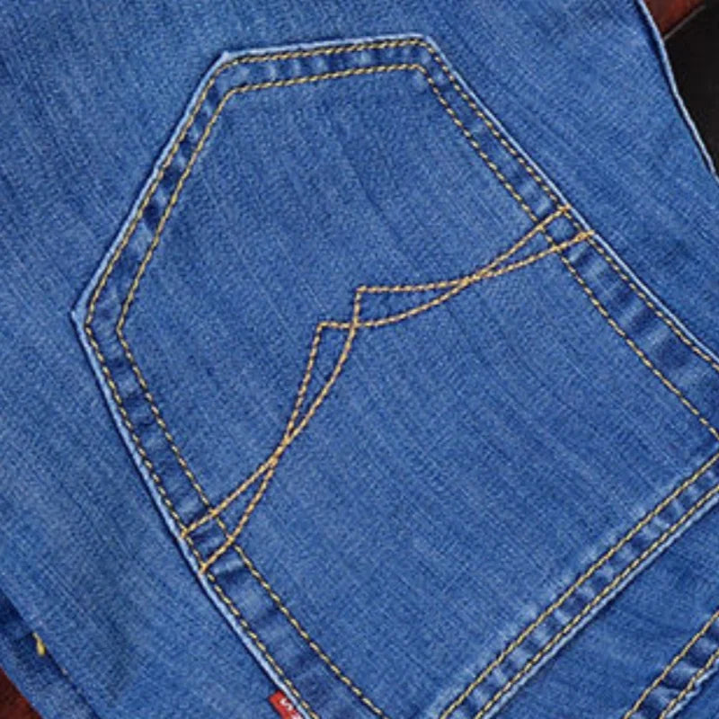 Men's Jeans, Casual Straight Leg Work Jeans, Elastic, Fashionable, Classic, Blue and Black, Men's Branded Clothing
