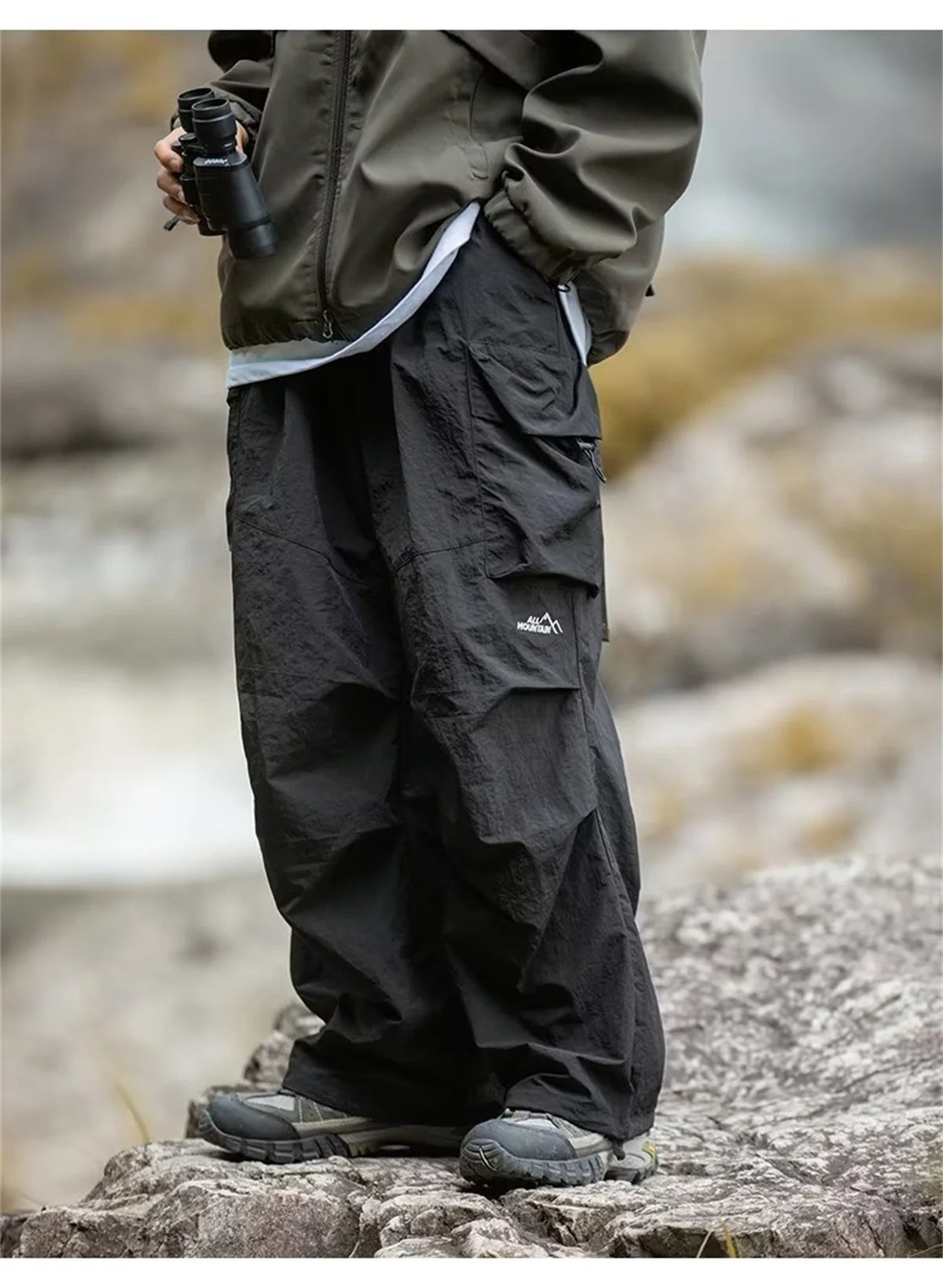Herren Frühling und Herbst neue wasserdichte Hip Hop Bergsteiger hose lässige Harajuku Arbeits hose schwarze Cargo Outwear Hose
