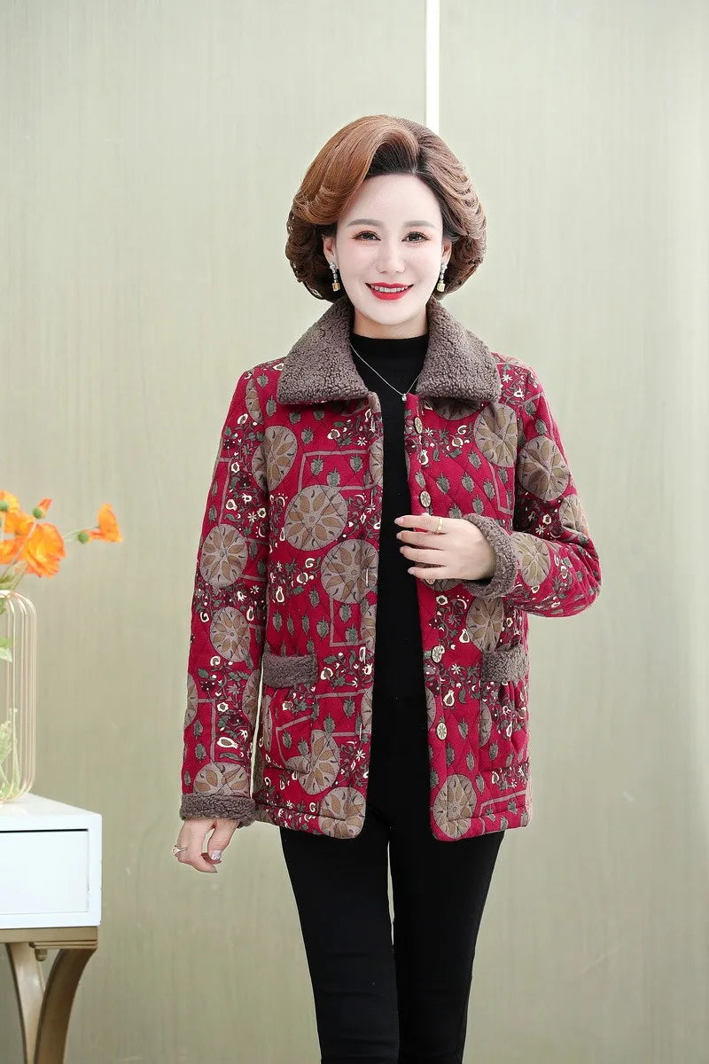 Mutter Winter Baumwolle Kleidung Plüsch Dicke Warme Gepolsterte Mantel Mittleren Alters Mutter Casual Parkas Ältere Oma Jacke