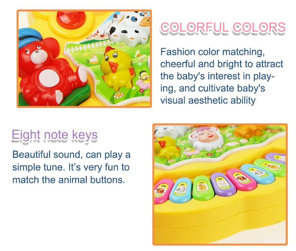 Kinder Cartoon Klavier Tastatur Spiel mit Tier Sounds Blinklicht Musik Baby Instrument Musik Spielzeug Pädagogisches Spielzeug Kinder Geschenke