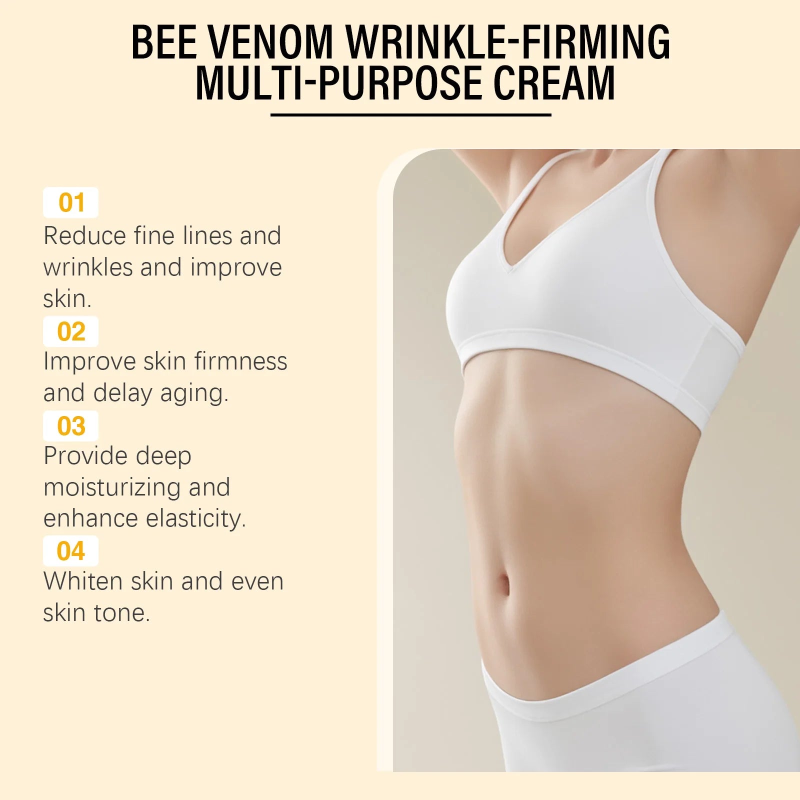 Bee Venom Straffende Creme für schlaffe Haut, Lifting, Straffung, Anti-Falten, Verblassen feiner Linien, feuchtigkeitsspendende Multi-Action-Körpercreme