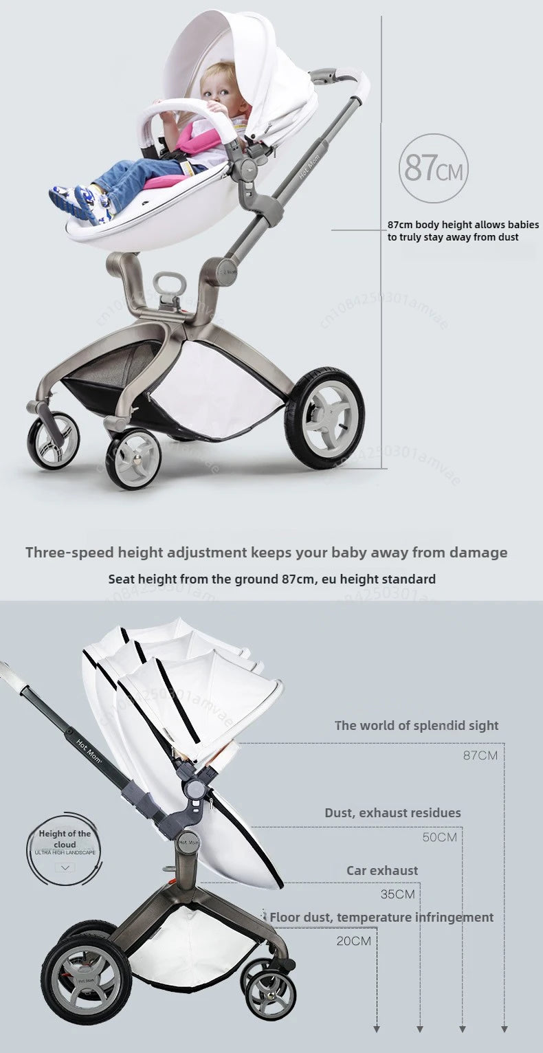 Hotmom-Kinderwagen Hohe Landschaft kann sitzen und liegen. Zusammenklappbarer, leichter britischer Zwei-Wege-Kinderwagen. Anpassung an 0–4 Jahre alt