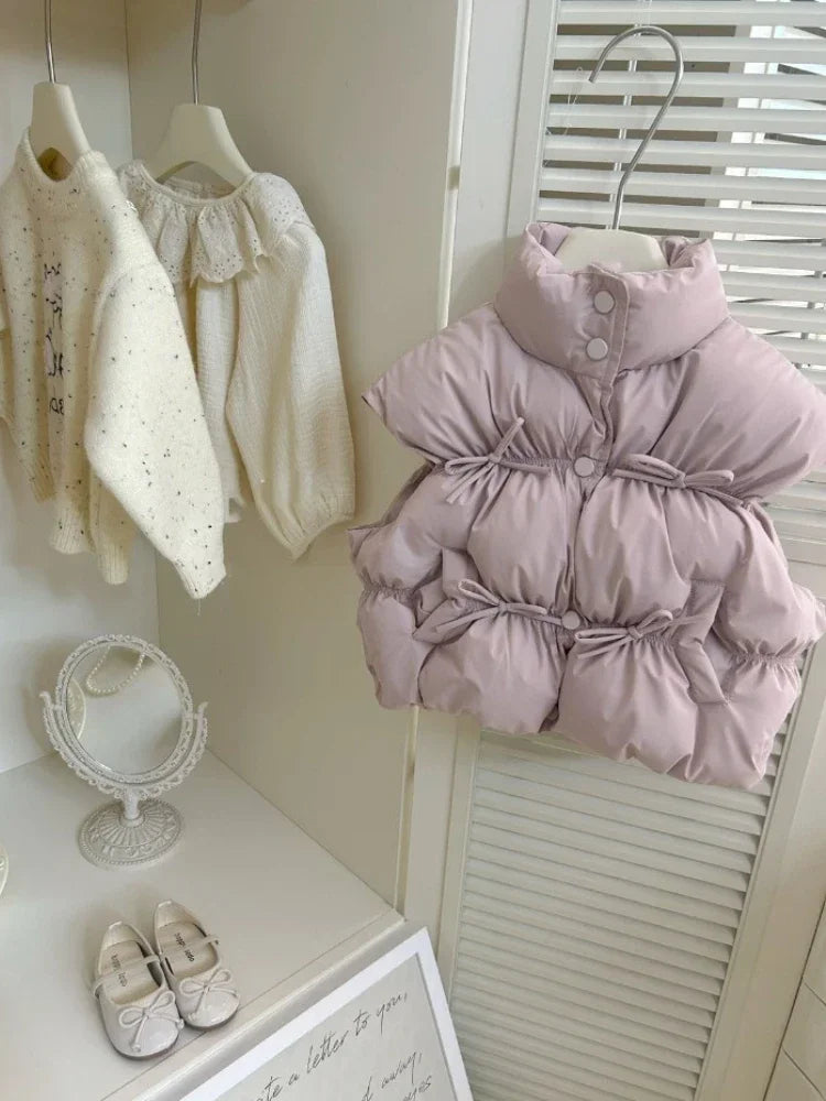 HoneyCherry Mädchen Einfarbig Weste Herbst und Winter Neue Modische Kinder Baumwolle Weste Winter Mädchen Baby Warme Westen