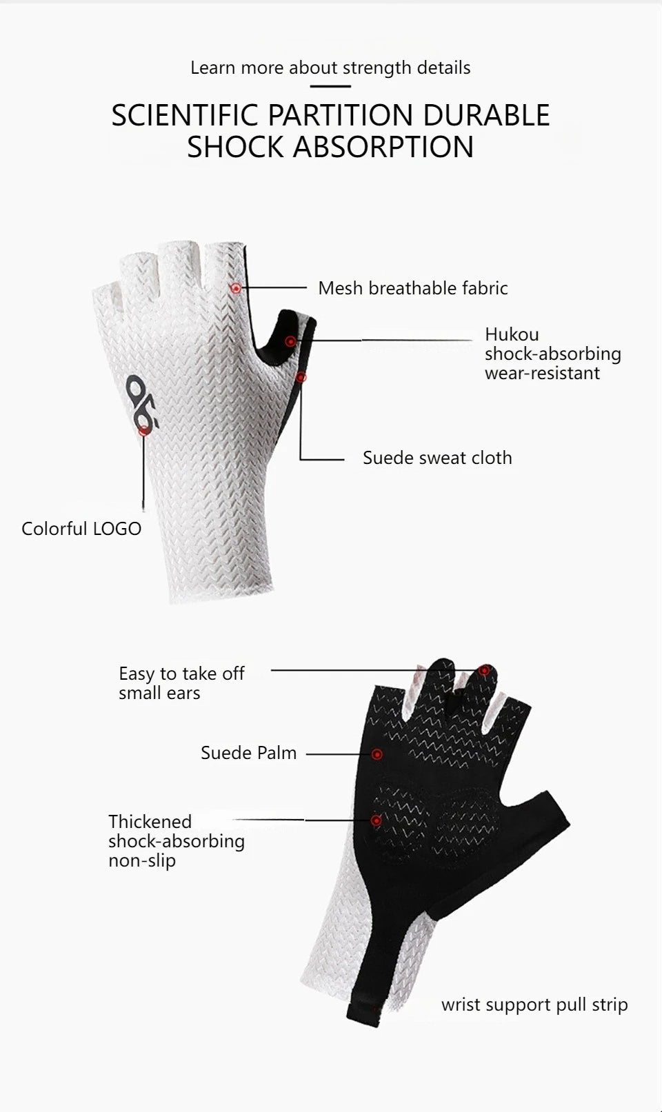 Sommerliche Atmungsaktive Halbfinger-Fahrradhandschuhe Ultraleichte Rennrad-Handschuhe mit Rutschfester Silikonpolsterung Kühlende Sportausrüstung