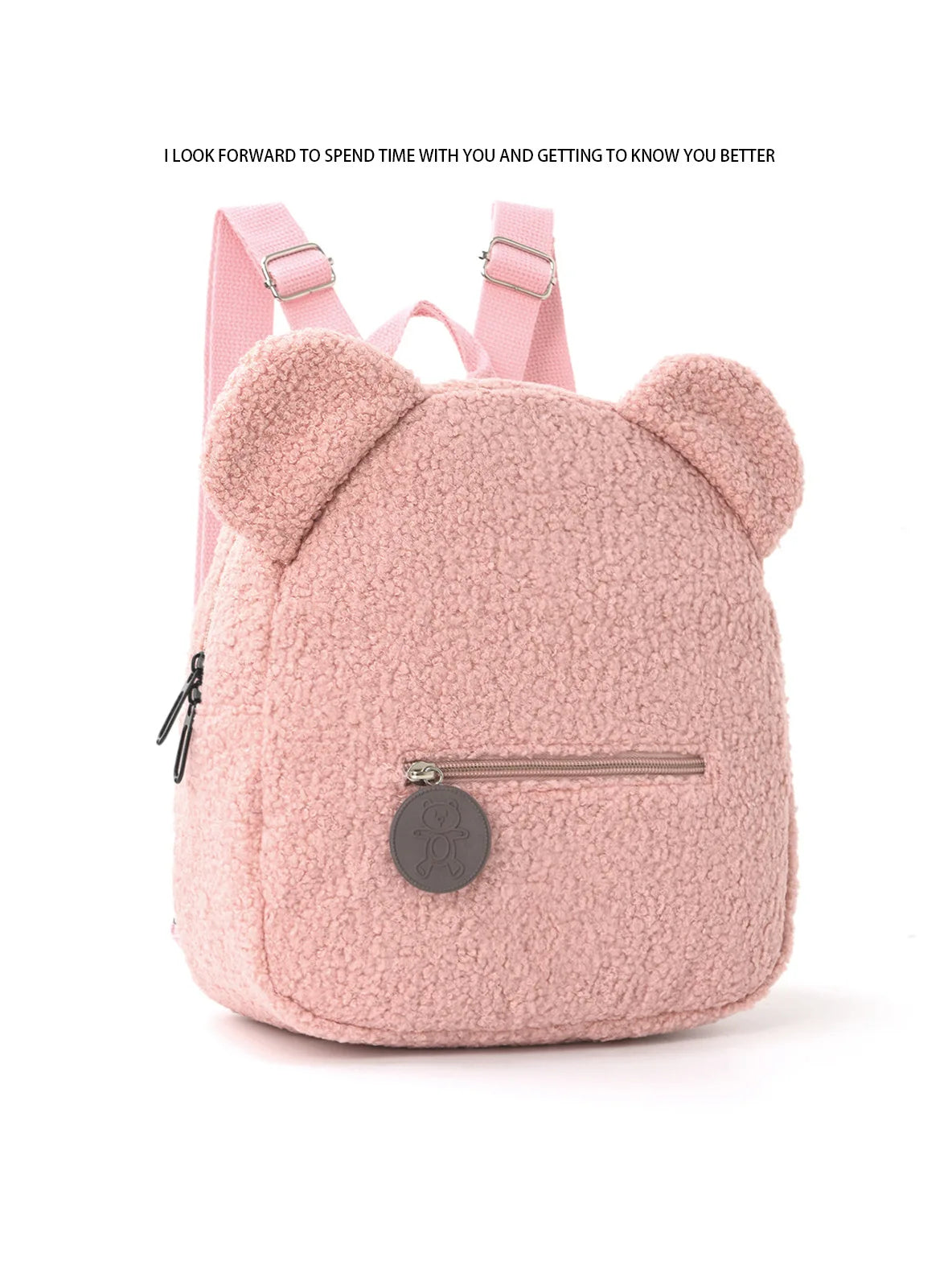 Niedlicher Fleece-Rucksack mit Bärenohren für Mädchen, 1 Stück warmer kleiner Tagesrucksack aus Lammwolle, lässiger Kinder-Schulranzen-Rucksack für Reisen, Einkaufen