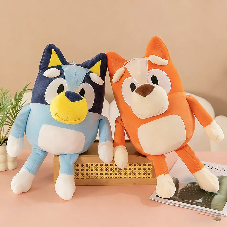 35CM BESTSELLER Bluey Hund Bingo Familie Plüschtier Cartoon Hund Weiche Stofftierpuppen Geburtstags- und Weihnachtsgeschenke Familie Blue-Y Bingo