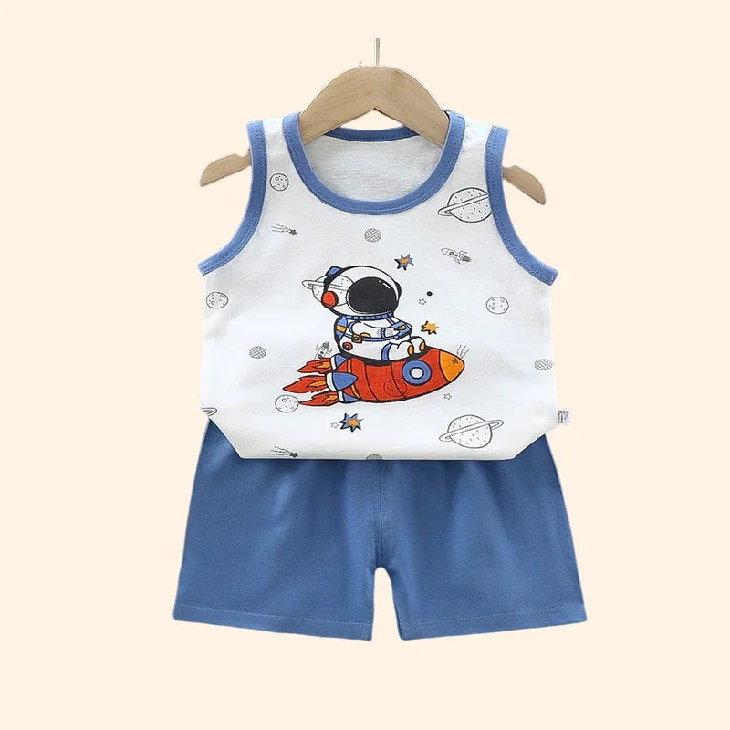Kinder setzt Kinder kleidung Jungen Mädchen Weste Anzug Sommer Kinder kleidung Baby Baumwolle T-Shirts Shorts Tank Top ärmel los