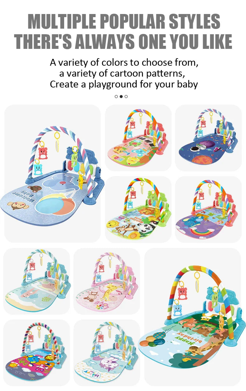 Baby Music Activity Gym Carpet Play Mat Newborn Rug Pedal Piano Keyboard Infant Fitness Rack Playmat Crawling Game Pad Toy Gift