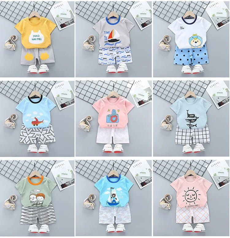 2PCS kinder Sets mutter Kinder Kleidung Jungen Mädchen T-shirt Shorts Sommer Baumwolle kurzarm Baby Kinder Kleidung Kleinkind anzug