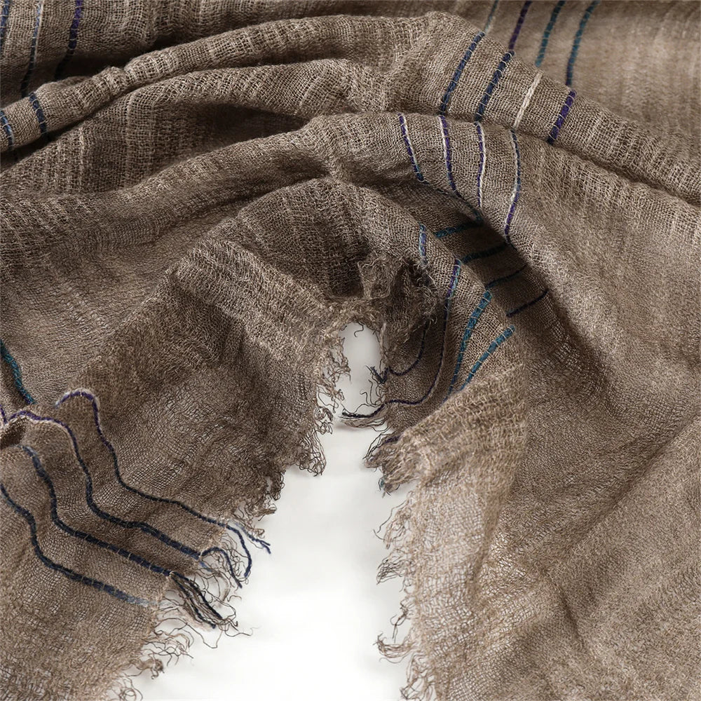 Baumwolle Leinen Gestreiften Männer Schals Herbst Winter Warme Halstuch Pashmina Männlichen Zubehör Kurze Quaste Bufanda Schal
