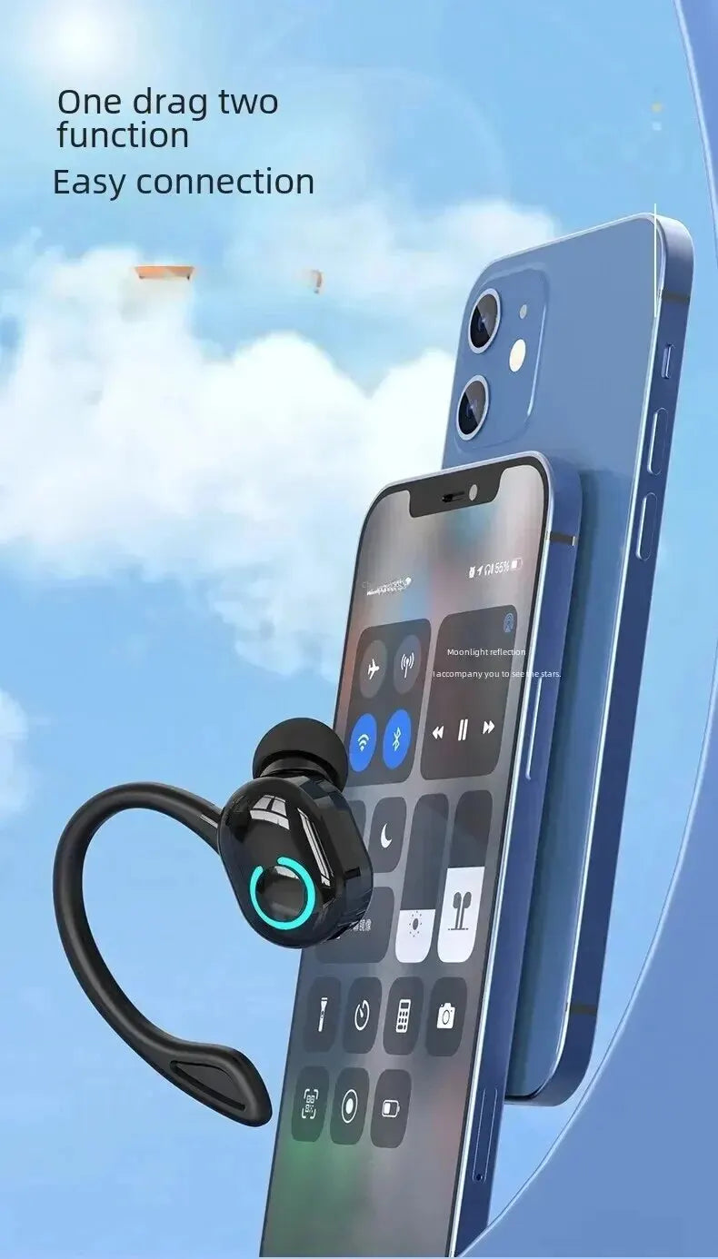 Bluetooth 5.2 Wireless Headset Einzelne Ohrbügel Ohrstöpsel Ultra Lange Akkulaufzeit Business Kopfhörer Handy Kopfhörer Ohrhörer