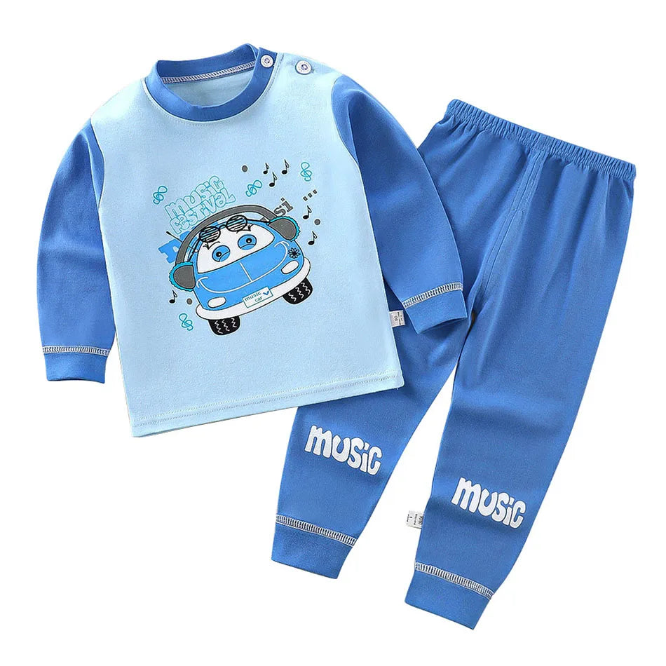 Baumwolle Kinder Pyjamas Set für Jungen Mädchen Herbst und Winter Cartoon Schlafen Loungewear Kinder Nacht Nachtwäsche Hause Tragen Kleidung