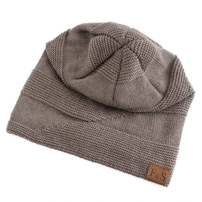 Neue Unisex Slouchy Winter Hüte Hinzufügen Pelz Gefüttert Männer Und Frauen Warme Beanie Cap Casual Label Decor Winter Gestrickte Hüte