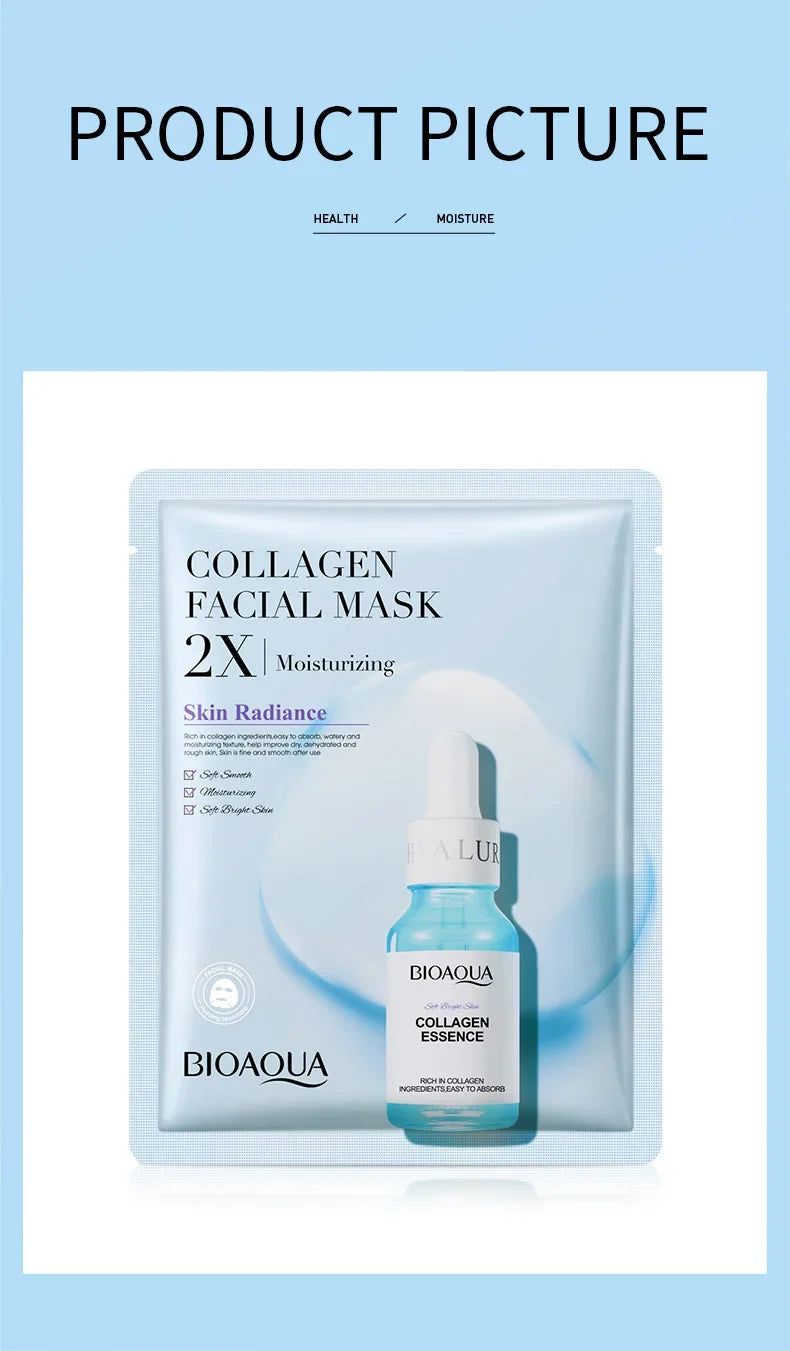 20 Stück/5 Stück Centella Collagen Gesichtsmaske VC Feuchtigkeitsspendende erfrischende Blattmasken Hyaluronsäure Gesichtsmaske Hautpflegeprodukte