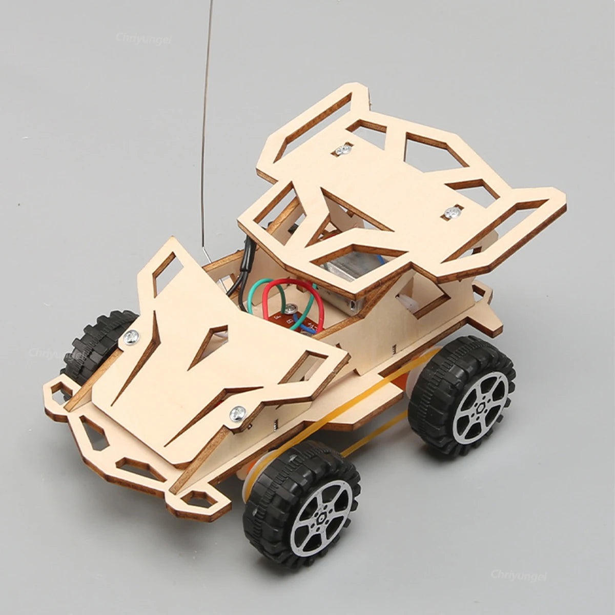 DIY Holz Fernbedienung Auto Holz Allradantrieb Racing Montage Wissenschaft Experiment Kits KINDER STEM Lernspielzeug