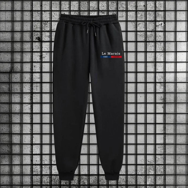 Herbst Winter Sportlicher Stil Paris Le Marais Print Herren Trainingsanzug Set 2-teilig Hoodie mit Jogginghose Urban Streetwear Outfit