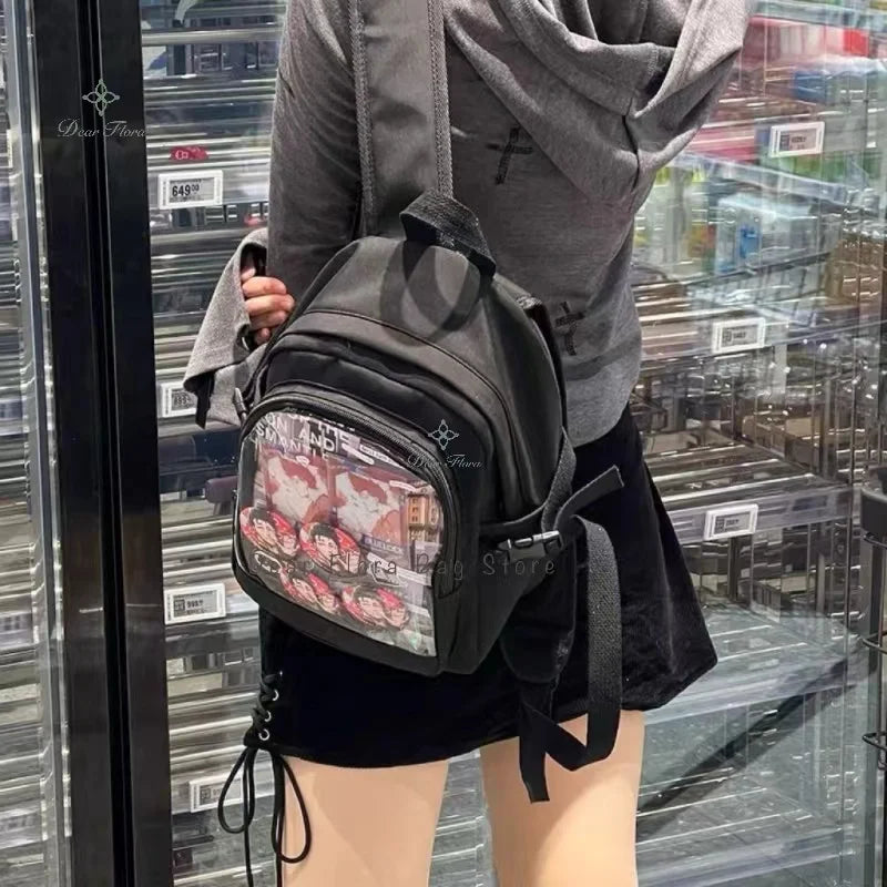 Y2K Nette Mini Rucksack Frauen Kawaii Ita Tasche Süße Mädchen Transparent Rucksack DIY Persönlichkeit Display Rucksack Lolita Schulter Tasche