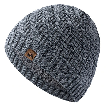 Unisex Peak Labal Wintermützen, modische Strickmützen für Männer und Frauen, Beanie-Mütze, Outdoor-Plüschfell, gefüttert, warme Sportmützen
