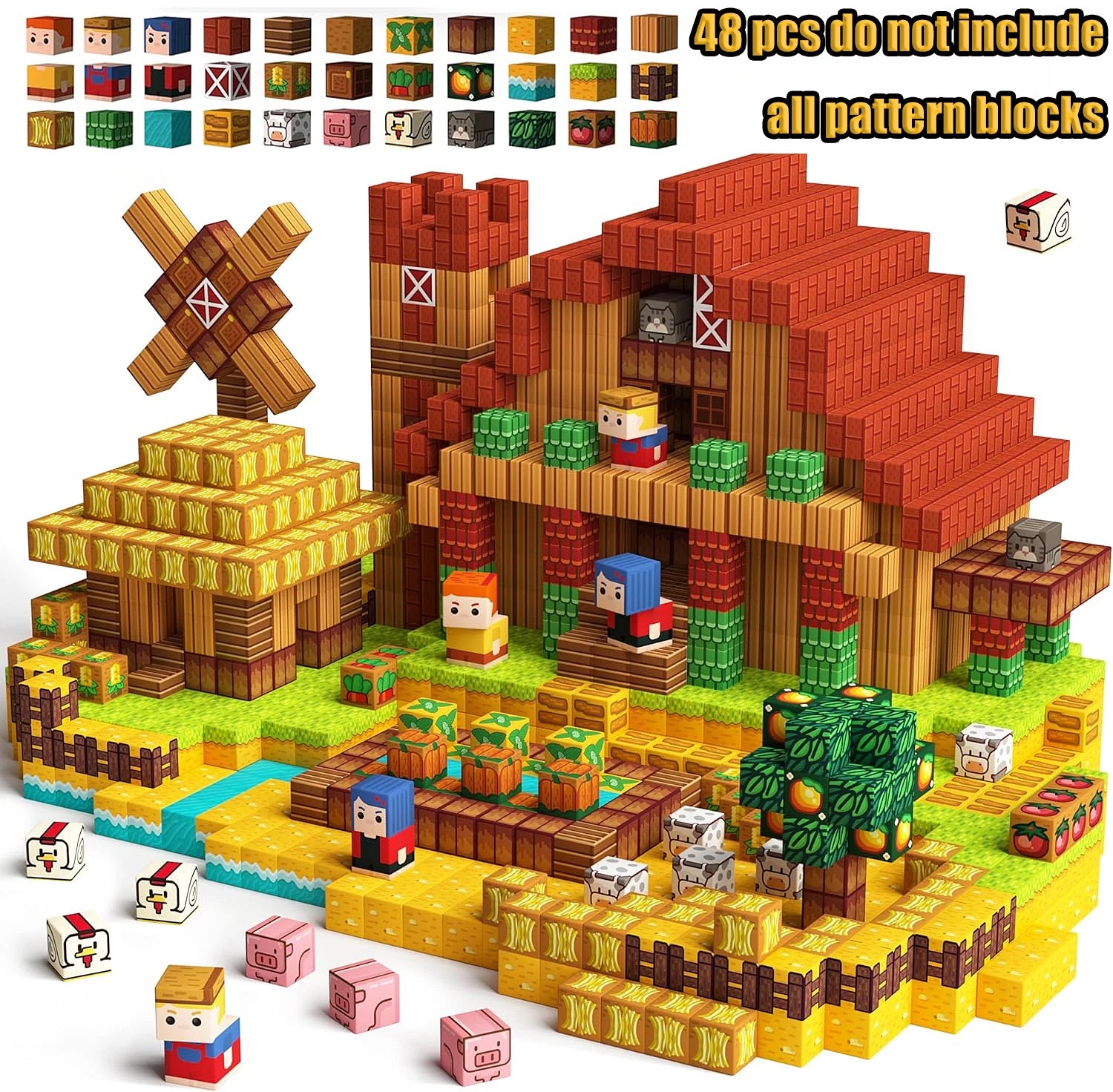 Magnetische Bausteine Minenwelt Magnetisches Pool-Schloss Villa Party Konstruktions-Bausteine STEM Jungen Mädchen Kinder Spielzeug-Set Geschenk