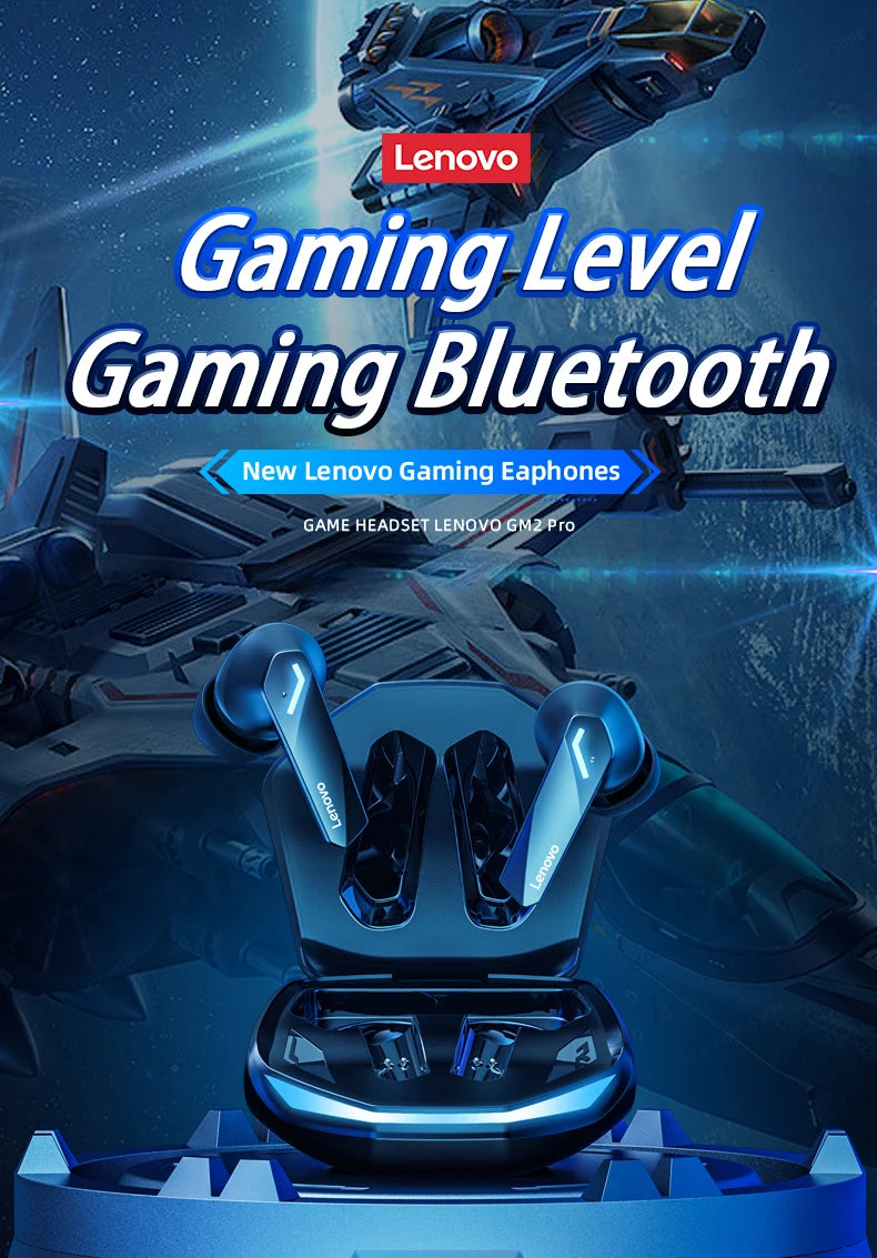 Lenovo GM2 Pro TWS Wireless HIFI Stereo Headset Kopfhörer mit geringer Latenz Gaming Musik Dual Mode Ohrhörer Musik Sport Headset