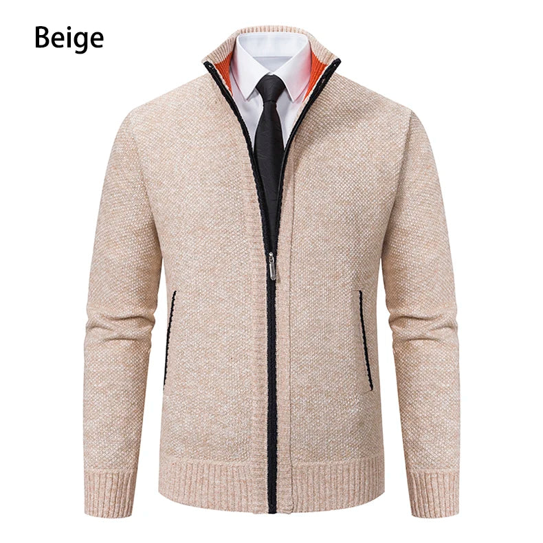 Herbst Und Winter New Jersey männer Casual Sport Mantel Einfarbig Stehkragen Wullover Greifen Fleece Warm Zipper Strickjacke