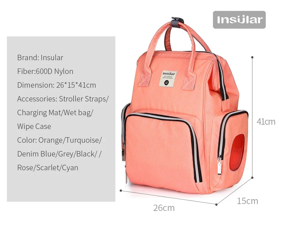 Insular Thermotasche für Kinderwagen und Babyflaschen, Babywindelrucksack, Mutterwindel, Reisetaschen, Babywindeln, Handtasche