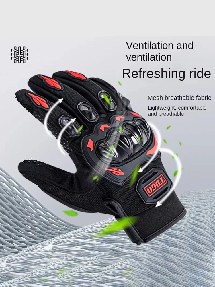 Sommer Motorrad Atmungsaktive Vollfinger Handschuhe Leder Schutzausrüstung Dirt Bike Sport Racing Reithandschuhe