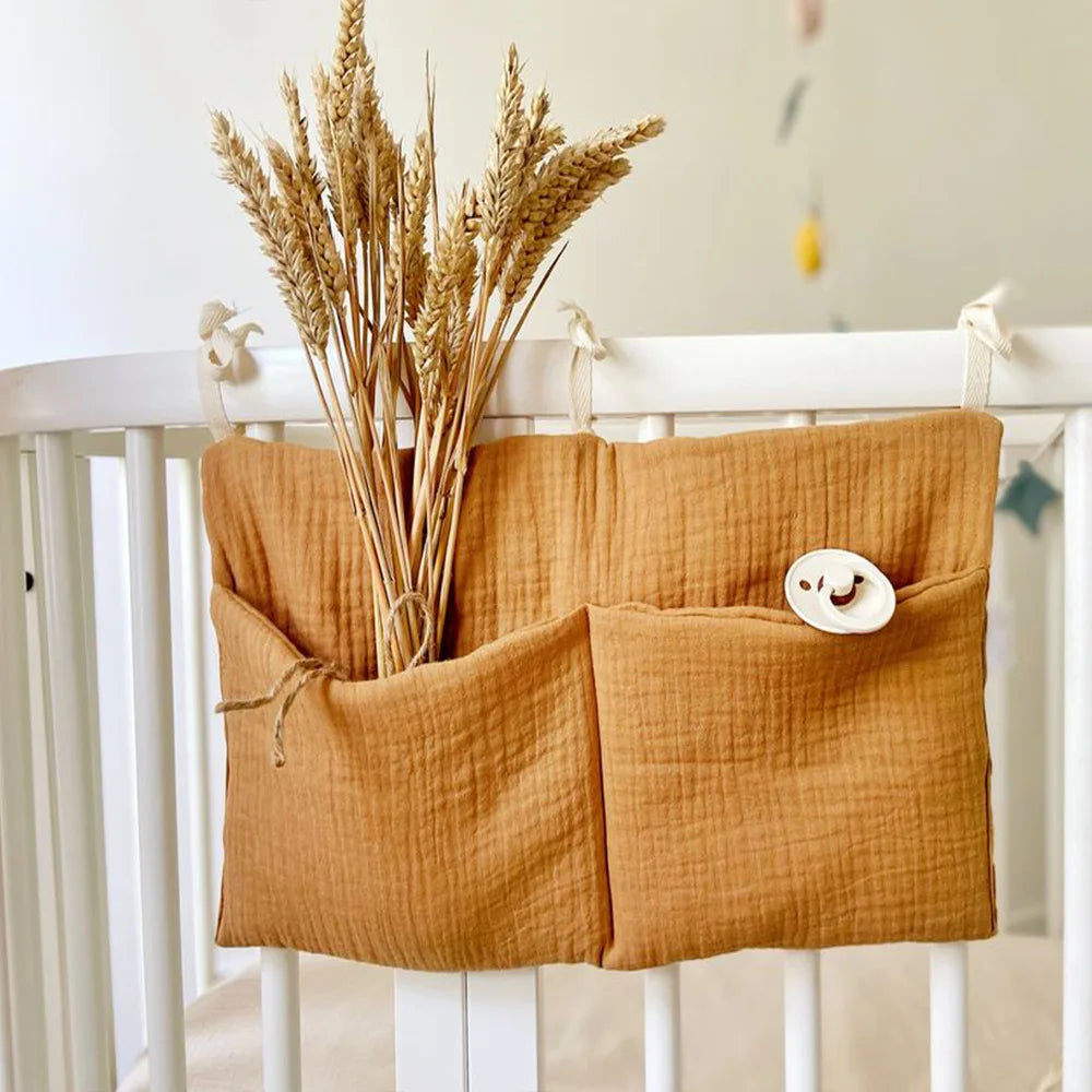 Babybett-Organizer, Kinderbett, Caddy, Bett, Aufbewahrungstasche, 2 Taschen, Nachttisch, hängende Windel, Kinderzimmer, Spielzeug, Tasche, Windeln, Kinderwagen, Organisieren