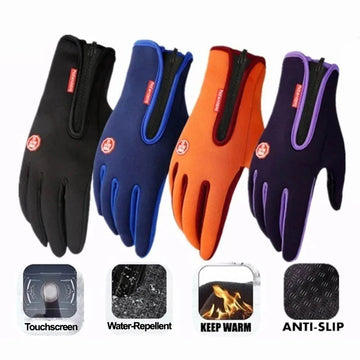 Mann warme Winterhandschuhe Touchscreen wasserabweisende winddichte Handschuhe Ski Outdoor Sport Radfahren Fahren Reißverschluss schwarze Handschuhe Frauen