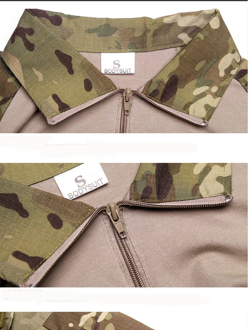 Outdoor Taktische Wandern T-Shirts Männer Kampf Militär Armee CP Camouflage Langarm Jagd Klettern Hemd Baumwolle Sport Kleidung