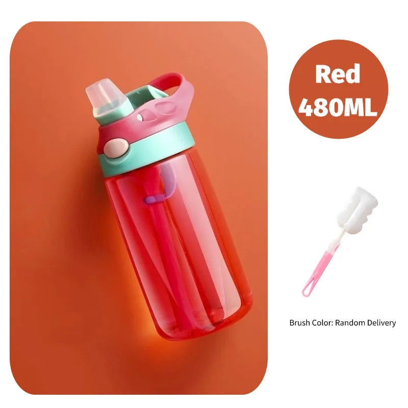 480 ml Baby-Fütterungsbecher, auslaufsichere Wasserflasche mit Strohhalm, tragbar, für Reisen, Fitnessstudio, Camping, Flasche, Safttrinkflasche für Kinder