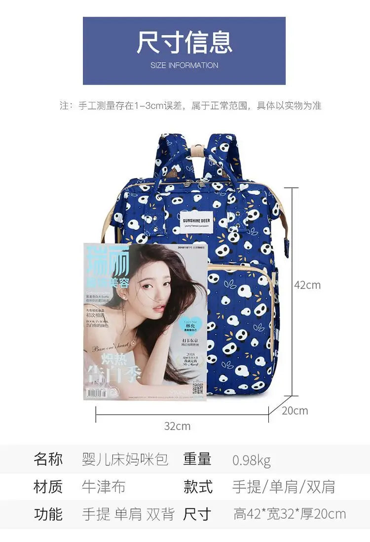 Mama Wickeltaschen Babybett Mutter Große Kapazität Windel Milchflasche Rucksäcke mit Wickelunterlage Praktische Baby-Stilltaschen Geschenk