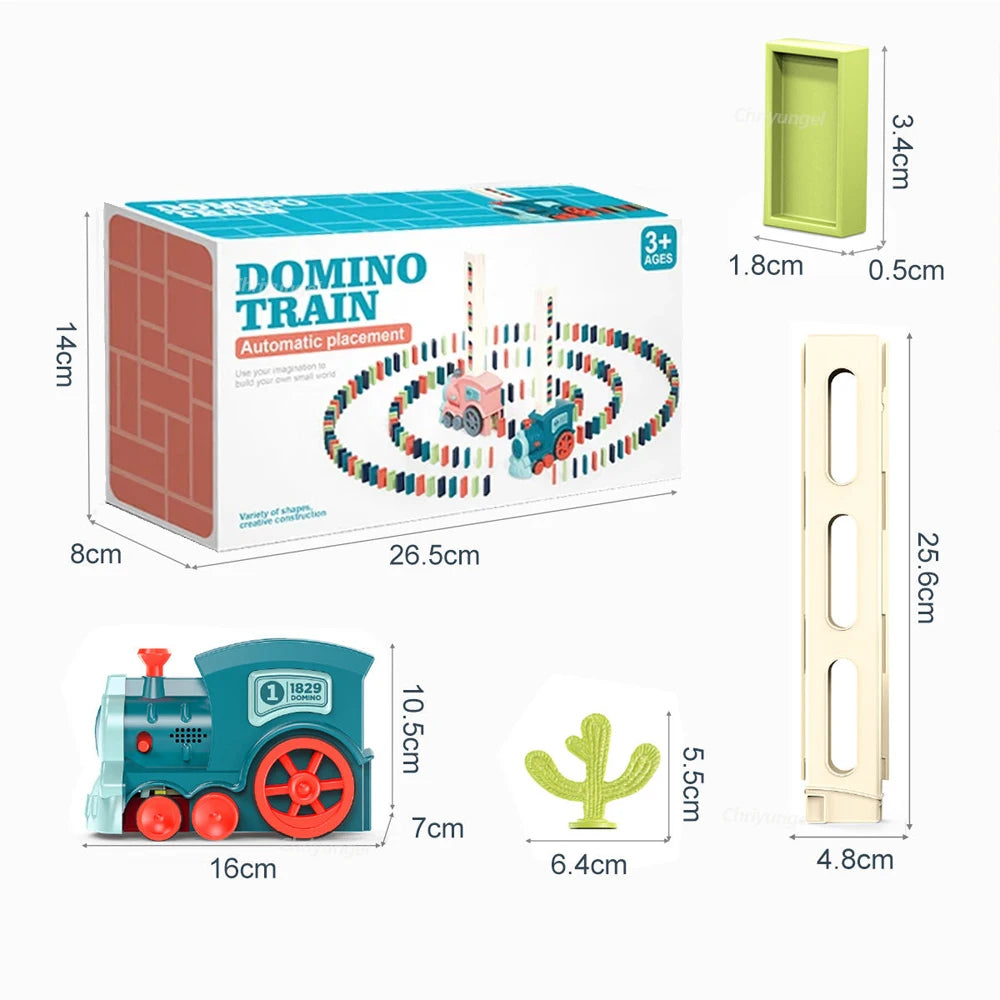 Domino-Zug für Kinder, automatisches Verleggen von Elektroautos, buntes Dominosteinen-Set, Ziegelblöcke, Kits, Spiele, Lernspielzeug, Geschenk für Mädchen und Jungen