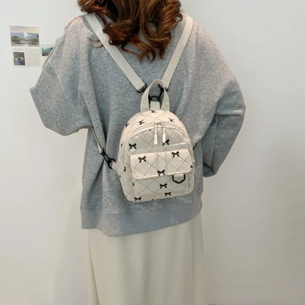 Mini Rucksack Süße Bowknot Gedruckt Schulter Tasche Reise Kosmetische Lagerung Tasche Koreanische Ins Student Bookbags Casual Rucksack