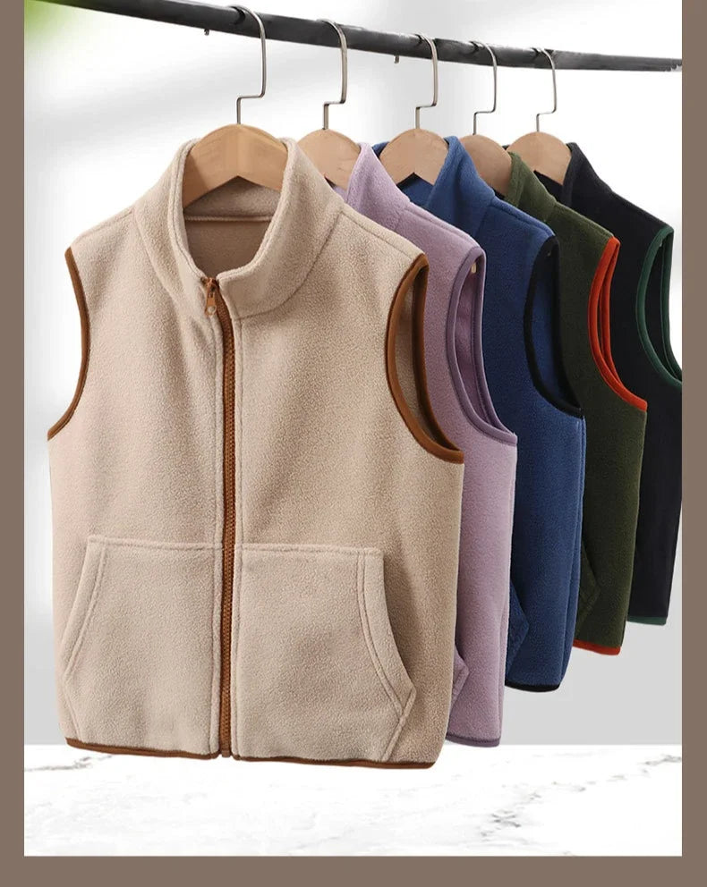 Kinder Polar Fleece Westen Herbst Winter dicke warme Teen Jungen Mädchen Tops Oberbekleidung lässig All-Match Kinder Westen 4-18 Jahre