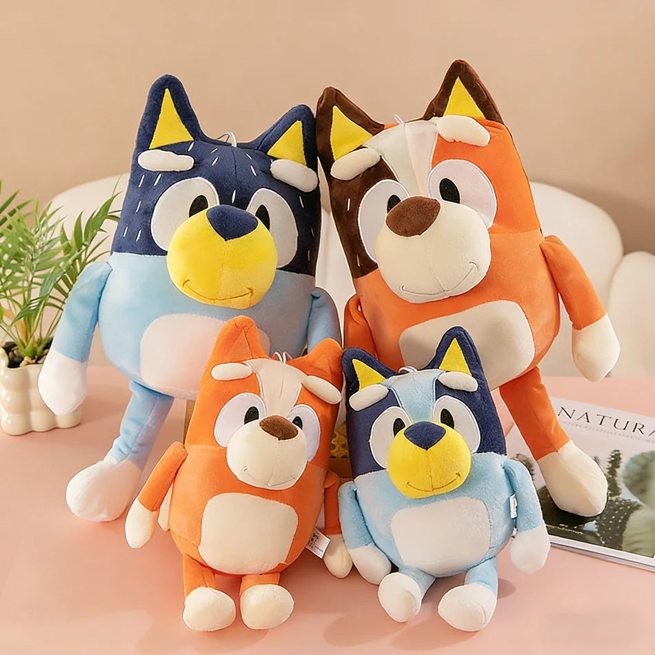 35CM BESTSELLER Bluey Hund Bingo Familie Plüschtier Cartoon Hund Weiche Stofftierpuppen Geburtstags- und Weihnachtsgeschenke Familie Blue-Y Bingo