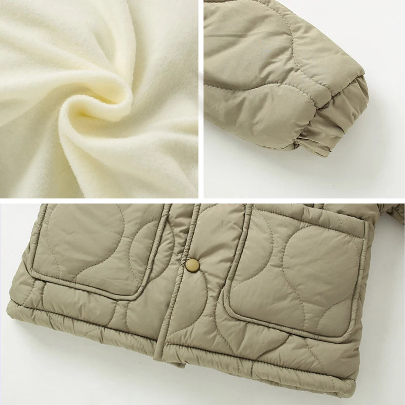 Herbst Kinder Baumwolle Jacke Winter Jungen Einfarbig Dicke Plus Samt Warme Mantel Für 3-10 Jahre Teen Kinder oberbekleidung Kleidung ﻿