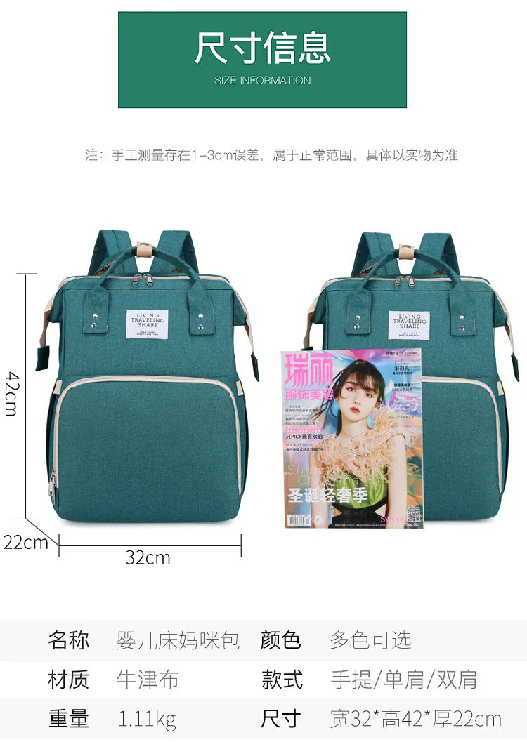 Mama Wickeltaschen Babybett Mutter Große Kapazität Windel Milchflasche Rucksäcke mit Wickelunterlage Praktische Baby-Stilltaschen Geschenk