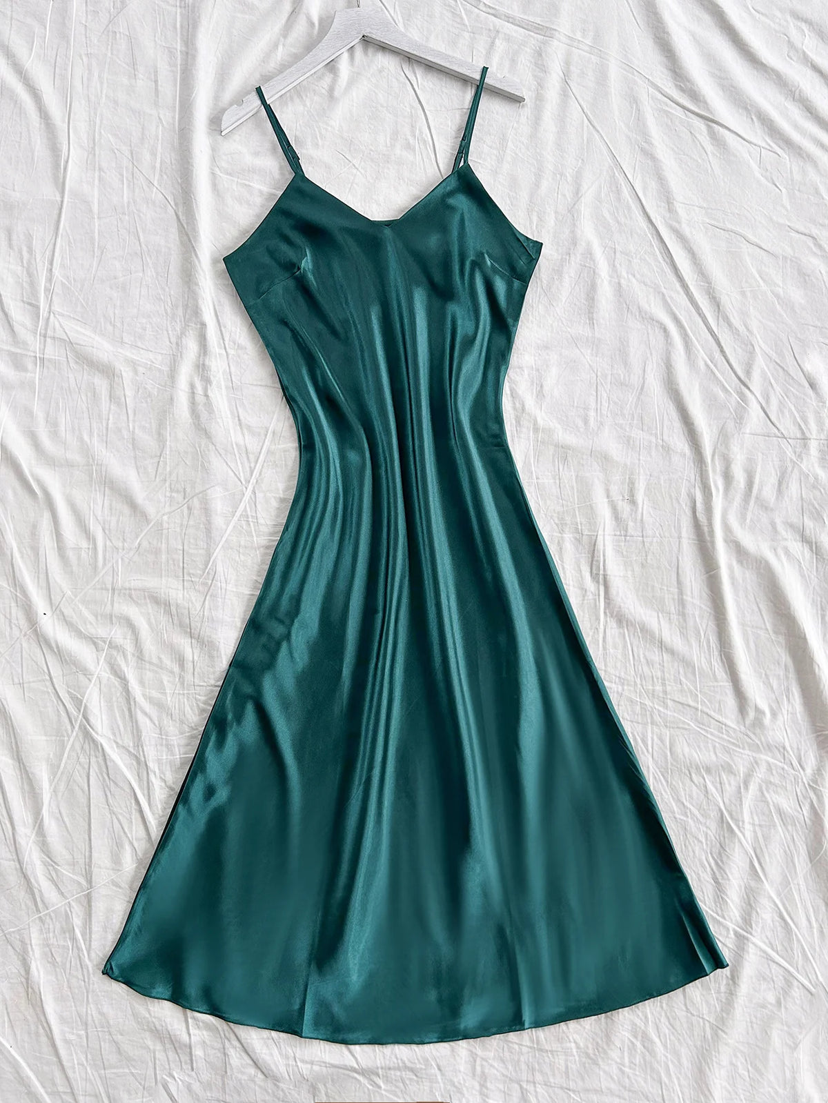 Elegantes Damen-Nachthemd, sexy, bequem, langes Slip-Kleid, einfarbiger Pyjama für Damen
