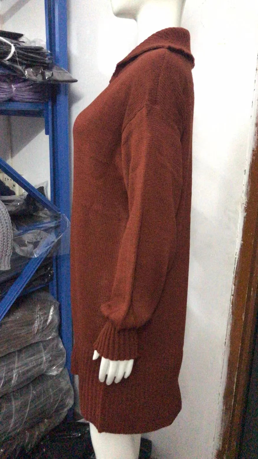 Kleider Damen Herbst Einfarbig Revers Lange Ärmel Einfarbig frauen Büro Pendeln Kleid Roupas Para Festa A Noite Feminina