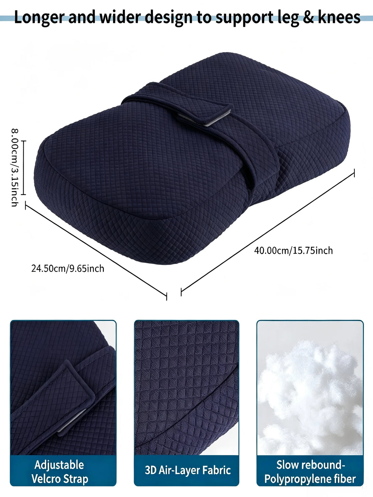 1-Piece Knee Pillow, Ergonomic Side Pillow for Side Sleepers, Back, Legs, Hips, Joints, Pregnancy, Sciatica, Neuralgia, Relief