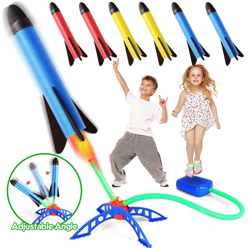 Kinder im Freien Rakete Fuß pumpe im Freien Luft pressen hoch fliegende Rakete Anzug springt luft betriebene Raketenwerfer Spiel Kinder Spielzeug Geschenke