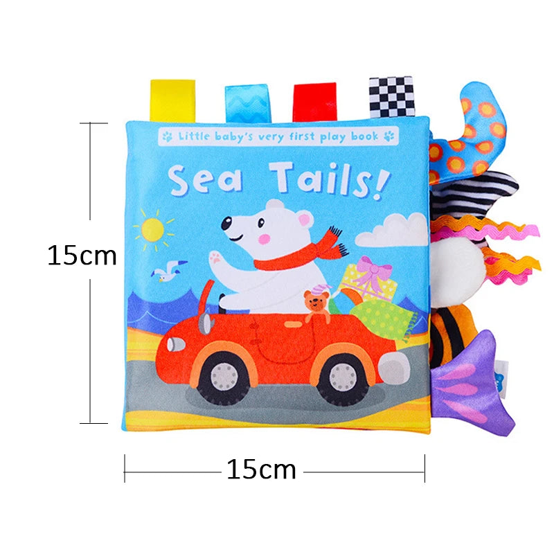 Weiche Babybücher, 3D-Touch-Feeling, kontrastreiches Stoffbuch, sensorisches frühes Lernen, Kinderwagenspielzeug für Kleinkinder, Geschenke von 0–12 Monaten