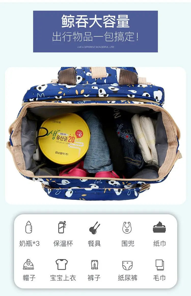 Mama Wickeltaschen Babybett Mutter Große Kapazität Windel Milchflasche Rucksäcke mit Wickelunterlage Praktische Baby-Stilltaschen Geschenk