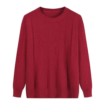 Rundhalspullover mit Zopfmuster für Frauen mittleren Alters und Senioren, für Mutter und Großmutter, Frühling, Herbst, Winter, Lässiger Basis-Pullover