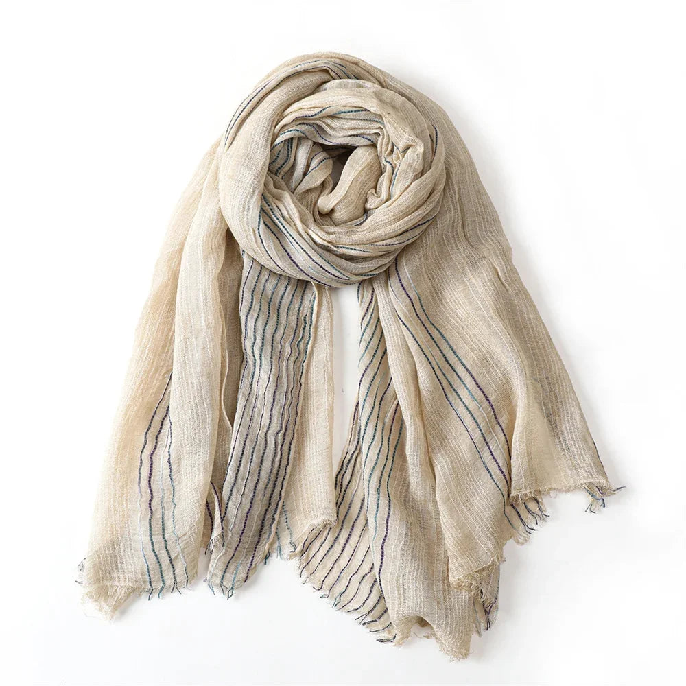 Baumwolle Leinen Gestreiften Männer Schals Herbst Winter Warme Halstuch Pashmina Männlichen Zubehör Kurze Quaste Bufanda Schal
