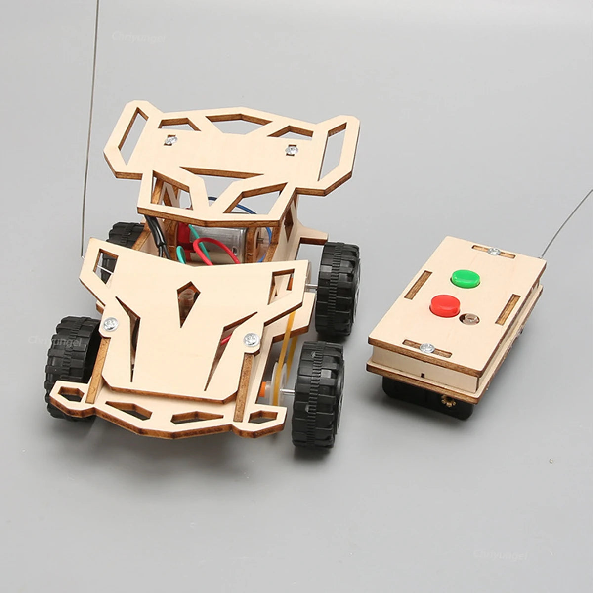 DIY Holz Fernbedienung Auto Holz Allradantrieb Racing Montage Wissenschaft Experiment Kits KINDER STEM Lernspielzeug