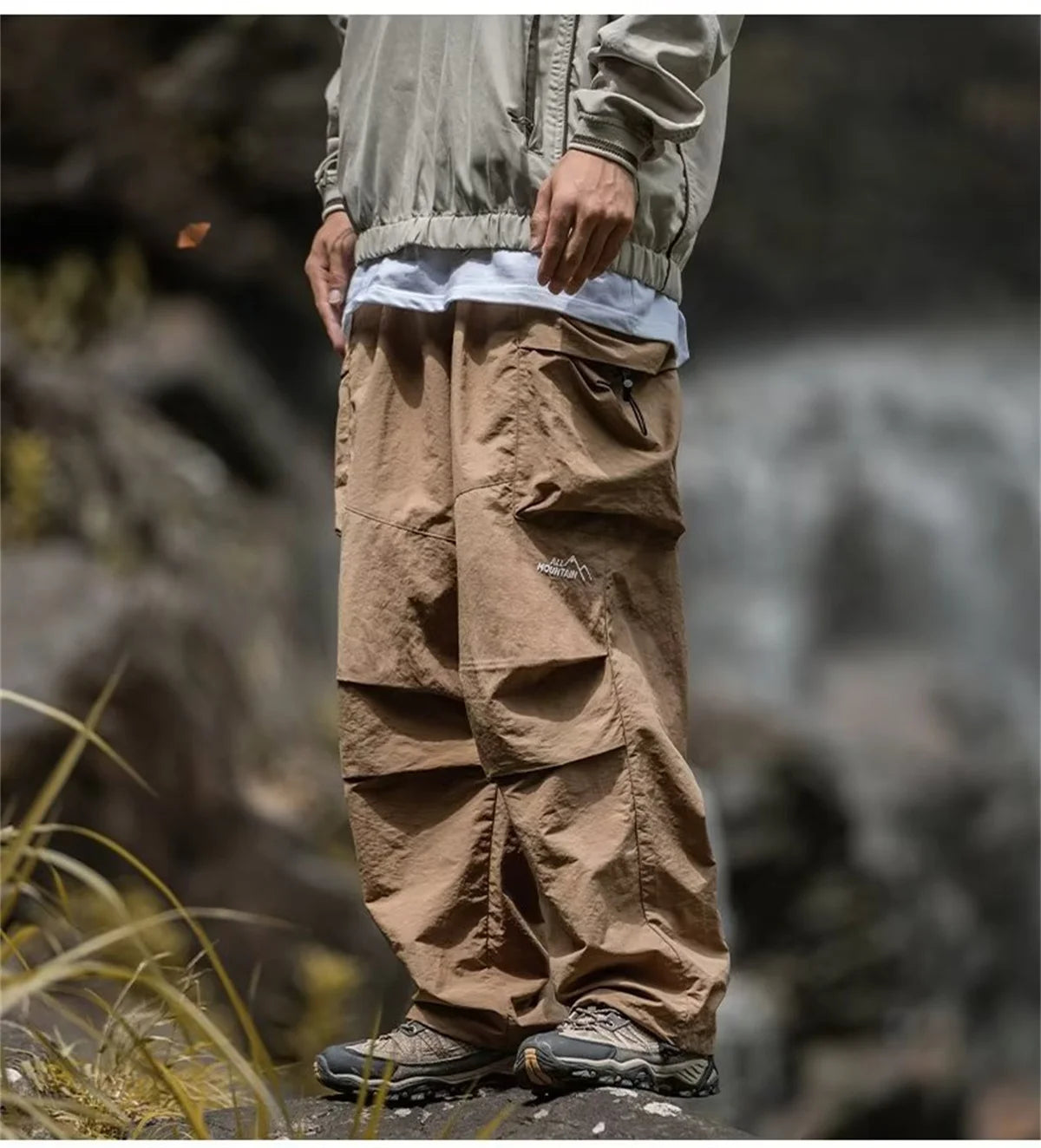 Herren Frühling und Herbst neue wasserdichte Hip Hop Bergsteiger hose lässige Harajuku Arbeits hose schwarze Cargo Outwear Hose